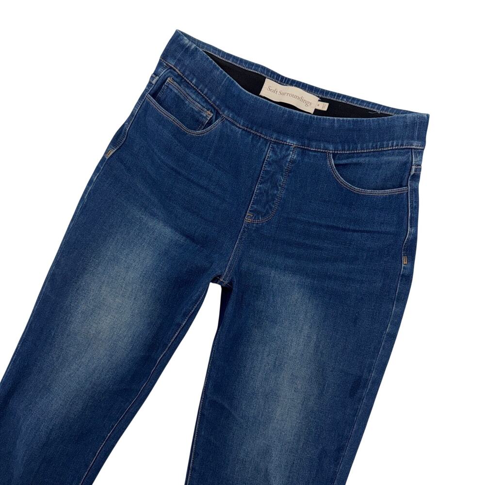 Soft Surroundings Pull-On Stretch Denim Mid Rise Jeans Dark Wash Size M